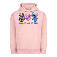 Pigment Salmon peace love stitch Urban Hoodie - texasbilliewilder