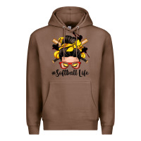 Chestnut softball life messy bun Premium Hoodie - Zillion Design Studio
