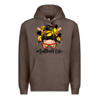 Coffee softball life messy bun Premium Hoodie - Zillion Design Studio