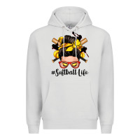 Dove Grey softball life messy bun Premium Hoodie - Zillion Design Studio