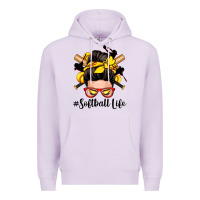 Lilac softball life messy bun Premium Hoodie - Zillion Design Studio