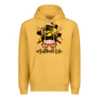 Mustard softball life messy bun Premium Hoodie - Zillion Design Studio