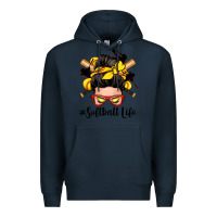 Navy softball life messy bun Premium Hoodie - Zillion Design Studio