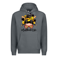 Rock softball life messy bun Premium Hoodie - Zillion Design Studio