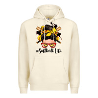 Sandshell softball life messy bun Premium Hoodie - Zillion Design Studio