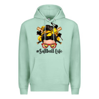 Seafoam softball life messy bun Premium Hoodie - Zillion Design Studio