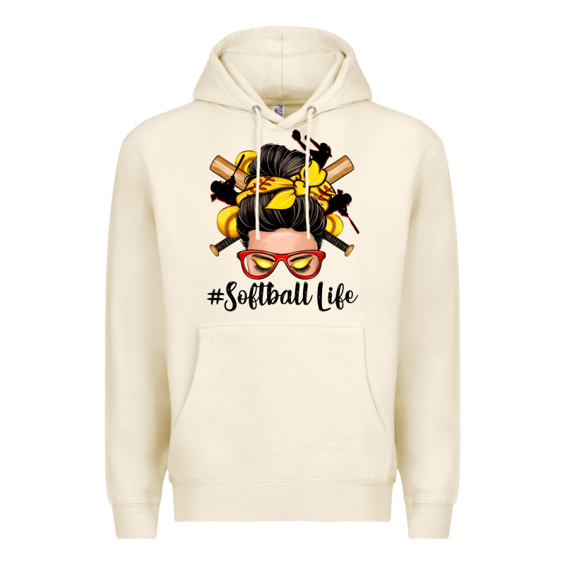 Softball Life Messy Bun Premium Hoodie by Zillion Design Studio | Teevron