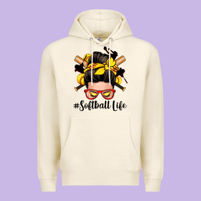 Softball Life Messy Bun Premium Hoodie Designed By Zillion Design Studio