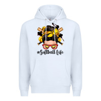 White softball life messy bun Premium Hoodie - Zillion Design Studio