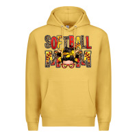 Antique Gold softball mom messy bun Premium Hoodie - Zillion Design Studio