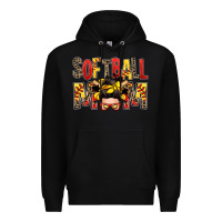 Black softball mom messy bun Premium Hoodie - Zillion Design Studio