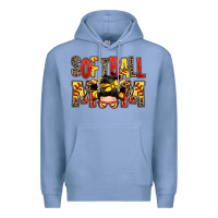Colony Blue softball mom messy bun Premium Hoodie - Zillion Design Studio