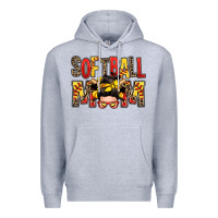 Heather Grey softball mom messy bun Premium Hoodie - Zillion Design Studio
