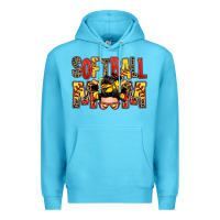 Ocean Blue softball mom messy bun Premium Hoodie - Zillion Design Studio