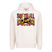 Pale Pink softball mom messy bun Premium Hoodie - Zillion Design Studio