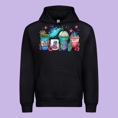 Turtle Coffee Cups Urban Hoodie Designed By Zillion Design Studio