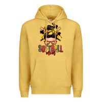 Antique Gold softball mom messy bun Premium Hoodie - Zillion Design Studio