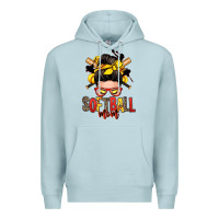 Blue Mist softball mom messy bun Premium Hoodie - Zillion Design Studio