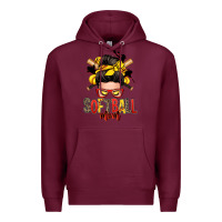 Burgundy softball mom messy bun Premium Hoodie - Zillion Design Studio