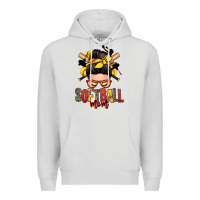 Dove Grey softball mom messy bun Premium Hoodie - Zillion Design Studio