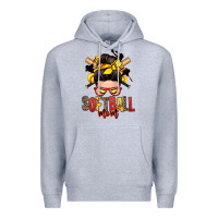 Heather Grey softball mom messy bun Premium Hoodie - Zillion Design Studio