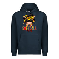 Navy softball mom messy bun Premium Hoodie - Zillion Design Studio