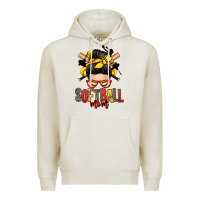 Oatmeal Heather softball mom messy bun Premium Hoodie - Zillion Design Studio