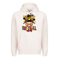 Pale Pink softball mom messy bun Premium Hoodie - Zillion Design Studio