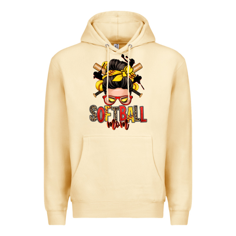 Softball Mom Messy Bun Premium Hoodie by Zillion Design Studio | Teevron