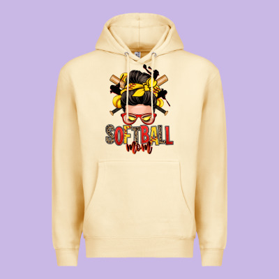 Softball Mom Messy Bun Premium Hoodie Designed By Zillion Design Studio