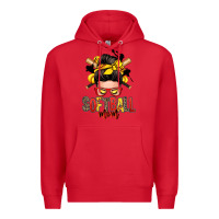 Red softball mom messy bun Premium Hoodie - Zillion Design Studio