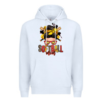 White softball mom messy bun Premium Hoodie - Zillion Design Studio