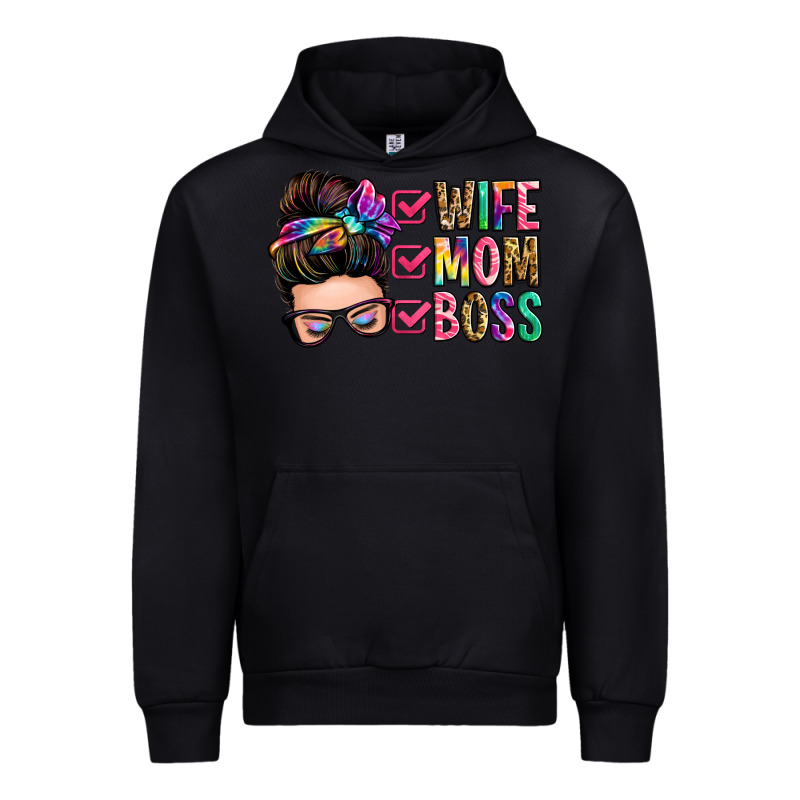 Wife Mom Boss Messy Bun Urban Hoodie by Zillion Design Studio | Teevron