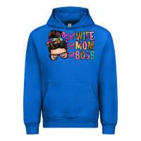 Cobalt wife mom boss messy bun Urban Hoodie - Zillion Design Studio