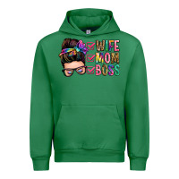 Emerald wife mom boss messy bun Urban Hoodie - Zillion Design Studio