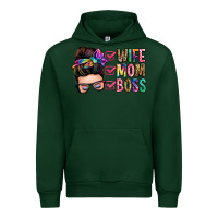 Forest Green wife mom boss messy bun Urban Hoodie - Zillion Design Studio