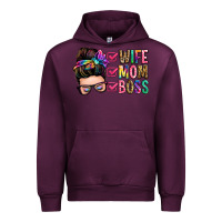 Mauve Wine wife mom boss messy bun Urban Hoodie - Zillion Design Studio