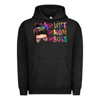 Pigment Black wife mom boss messy bun Urban Hoodie - Zillion Design Studio