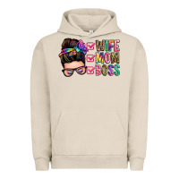 Pigment French Oak wife mom boss messy bun Urban Hoodie - Zillion Design Studio