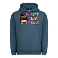 Pigment Midnight Navy wife mom boss messy bun Urban Hoodie - Zillion Design Studio