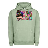 Pigment Oil Green wife mom boss messy bun Urban Hoodie - Zillion Design Studio