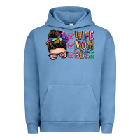 Pigment Pebble Blue wife mom boss messy bun Urban Hoodie - Zillion Design Studio