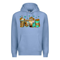 Colony Blue sunflowers coffee cups Premium Hoodie - Zillion Design Studio
