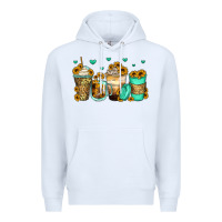 White sunflowers coffee cups Premium Hoodie - Zillion Design Studio