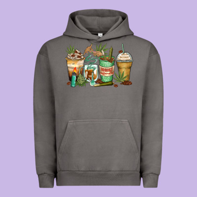 Highly Caffeinated Coffee Cups Urban Hoodie Designed By Zillion Design Studio