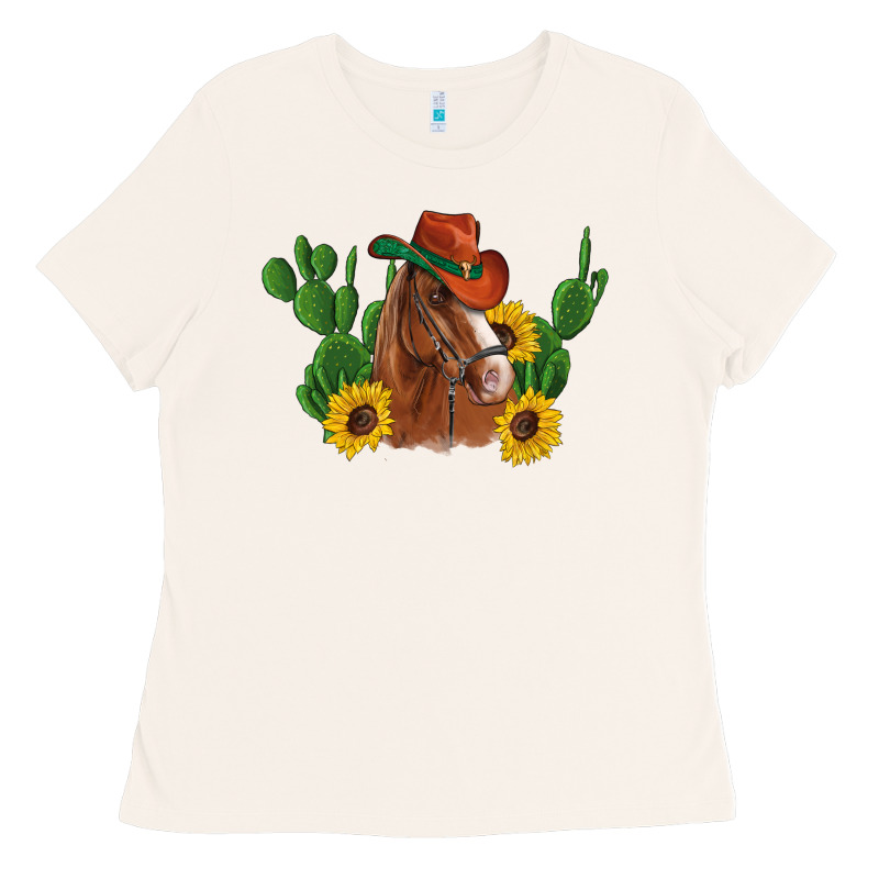 Western Horse Cowboy Hat Cactus Sunflowers Ladies Tee by Artiststas | Teevron