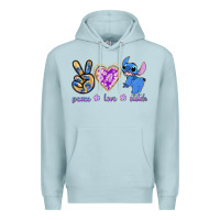 Blue Mist peace love stitch Premium Hoodie - texasbilliewilder