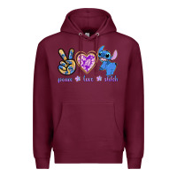 Burgundy peace love stitch Premium Hoodie - texasbilliewilder