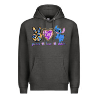 Charcoal Heather peace love stitch Premium Hoodie - texasbilliewilder