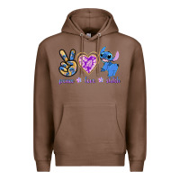 Chestnut peace love stitch Premium Hoodie - texasbilliewilder